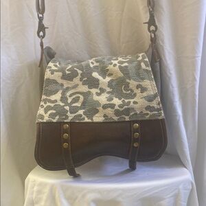 Myra Bag Brown and Gray Shoulder Bag with Adjustable Strap